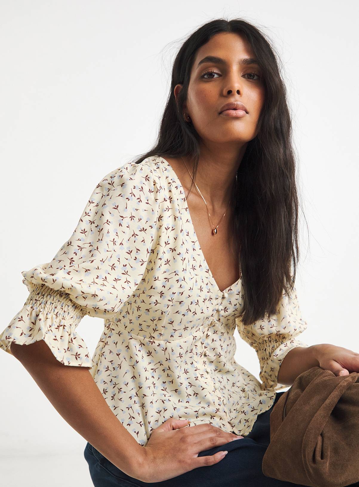 SIMPLY BE Shirred Sleeve Tea Blouse 32 - Image 1